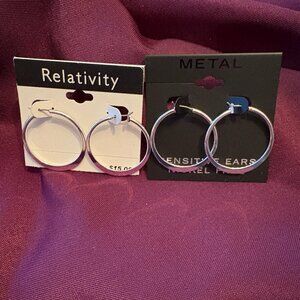 Silver-Tone Flat Hoop Earrings Lot | NWT